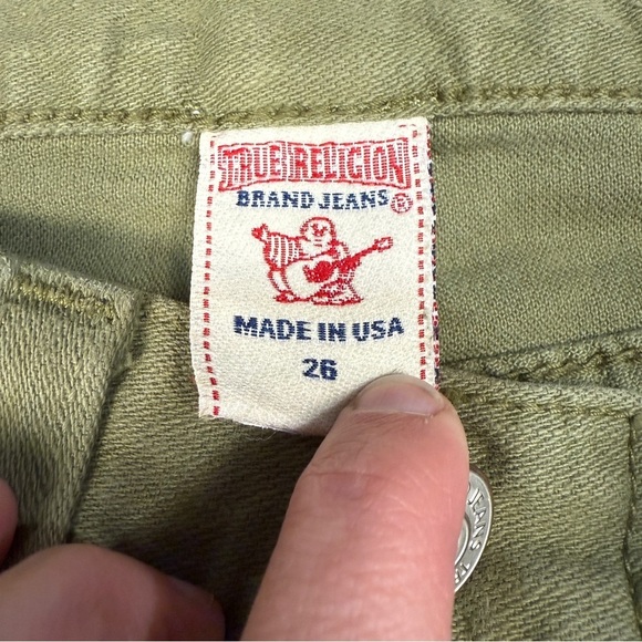 NWT True Religion Military Green Y2K Jordan Straight Leg Boyfriend Jeans, Sz 26 - Picture 4 of 8